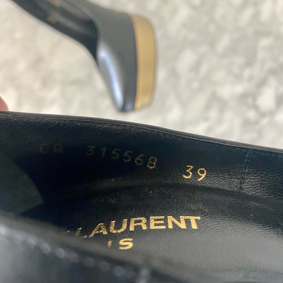 SAINT LAURENT PARIS • Black platform heel with bronze/gold heel accent size 39 - Picture 6 of 10